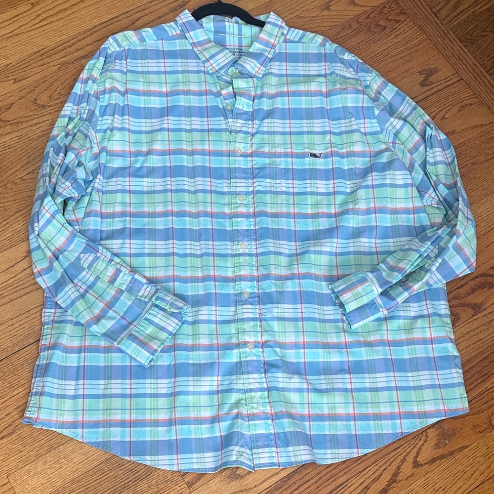Vineyard Vines Men's Multicolor Plaid Shirt on the go performance